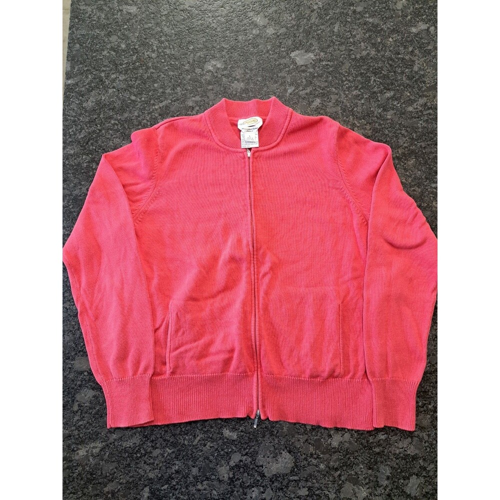 Talbots Coral Pink Full Zip Cardigan Women’s Size Large